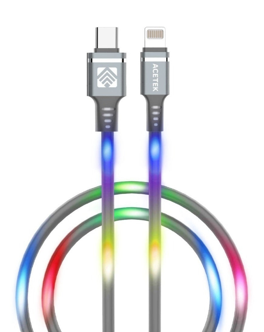 Acetek Musik aktiv RGB Kabel  USB C - Lightning